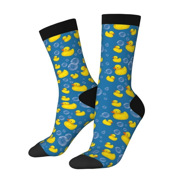 Xecao Rubber Duck Pattern Sport Socks for Women and Men Crew Socks Sporty Calf Socks Casual Socks