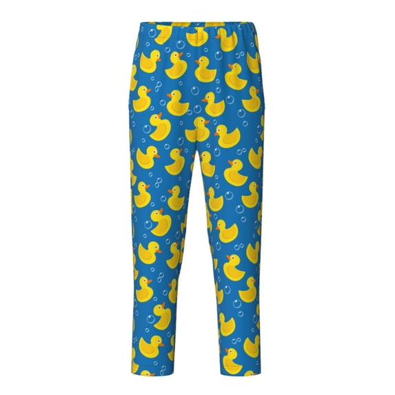 Xecao Rubber Duck Print Teenagers' Pajama Pants Long Sleep Pants Soft Elastic Waist Pajama Bottoms Elastic waist with 2 Pockets 5-16 Years-XS(5-6)