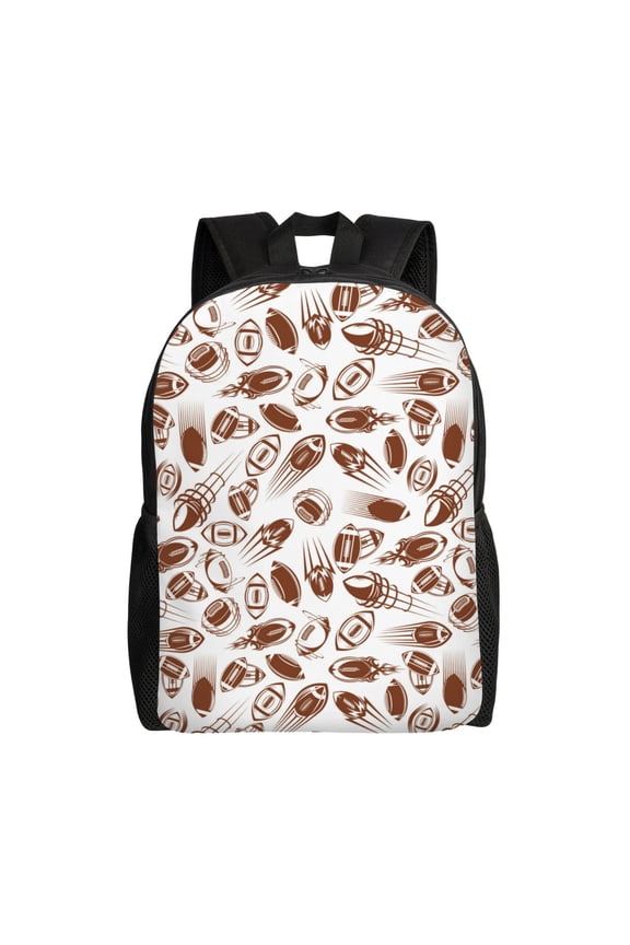 Rugby Style Print School Backpack with Laptop Compartment Small Travel Laptop Backpack for Women Men Waterproof College Backpack Simple School Bag