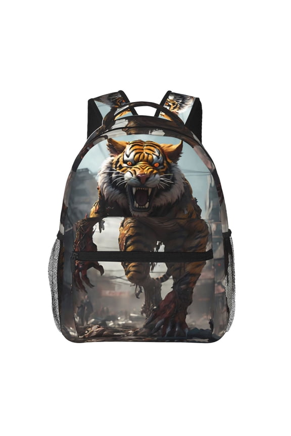 Ruins Tiger Warrior Backpack, a stylish and functional choice for both men and women, is the perfect basic bookbag for college, work, or travel