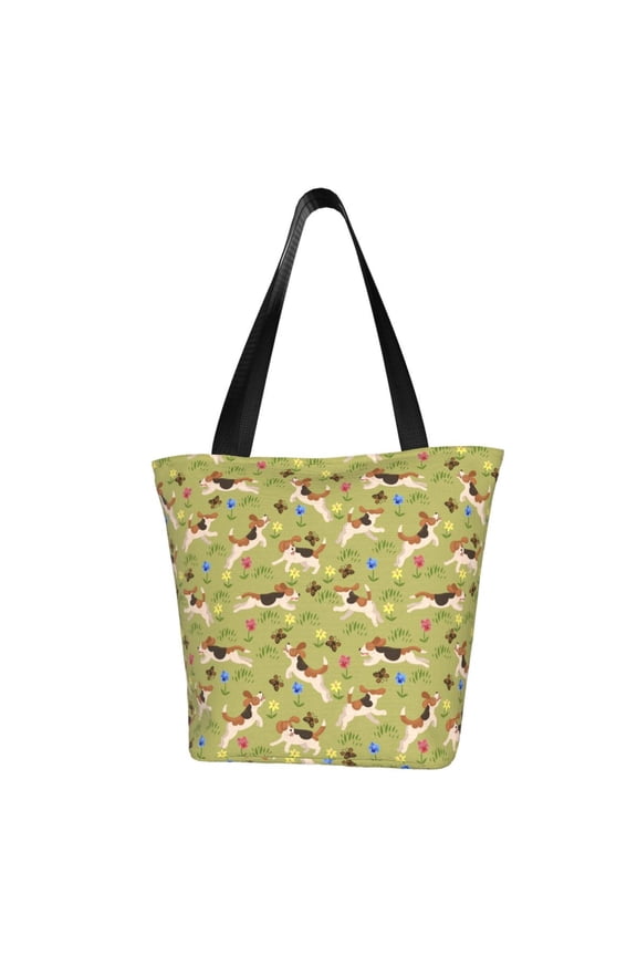 Running Beagle for Tote Bag for Women -Tote Shoulder Bag with A Little Pocket Inside, Perfect for Travel and Work.