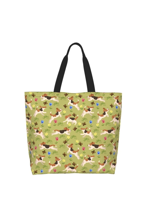 Running Beagle for Tote Bag for Women, Tote Shoulder Bag with a littlw pocket and Handbag for Travel, Work