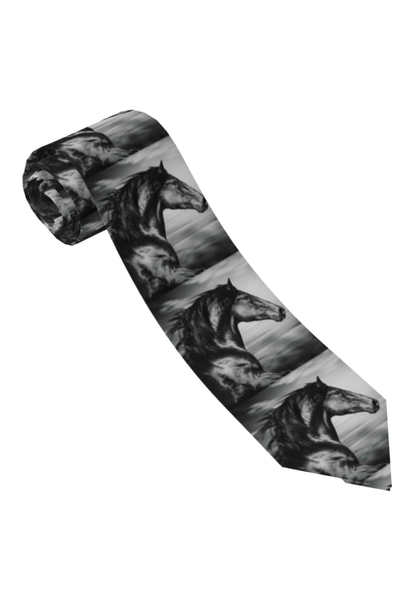 Running Horse Print Tie For Men Necktie Woven Jacquard Neck Ties,Classic Men's Tie
