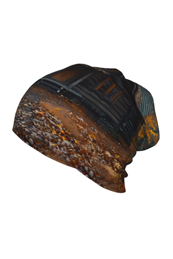 Rustic Cabin Autumn Forest Print Beanie Hat Toddler Girls Boys, Baby Hats Winter Warm Knitted Thermal, Kids Winter Caps