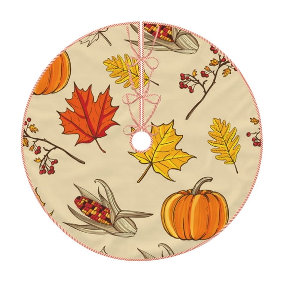 Xecao Rustic Harvest Time Pattern Christmas Tree Skirt Holiday Part Decorations for Christmas Tree, Farmhouse Christmas Decor Xmas Holiday Home Party Decorations-30"