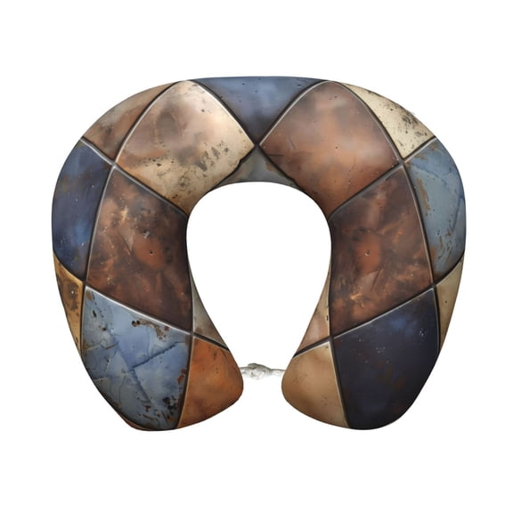 Xecao Rustic Tile Pattern Print Memory Foam Cervical Neck Pillow Versatile U-Shaped Pillows for Home,Office,Camping,Travelling,Soft Washable Cover