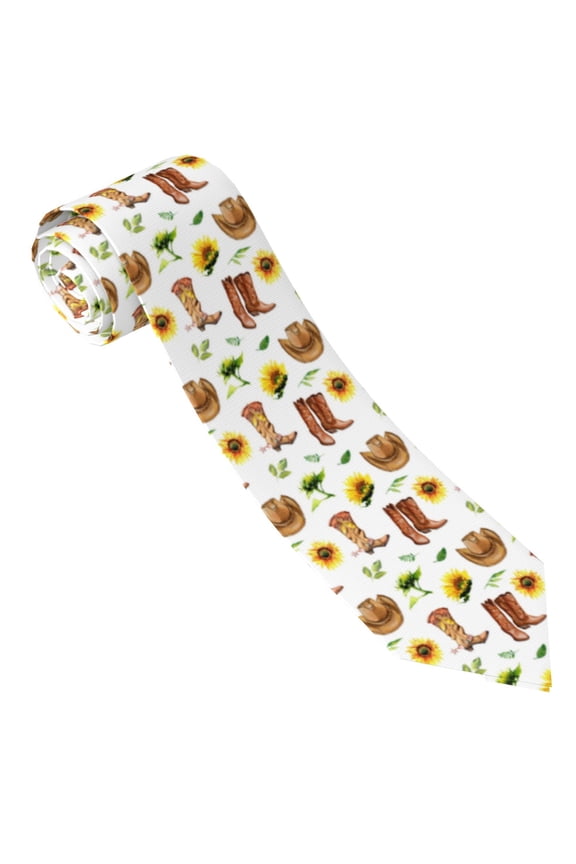 Rustic Western Charm Print Tie For Men Necktie Woven Jacquard Neck Ties,Classic Men's Tie