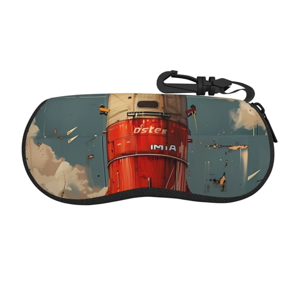Xecao Rusty Rocket Launch for Eyeglass Case Soft Shell, Portable Sunglass Case, Fashionable Eyeglass Case with Zipper, Lightweight