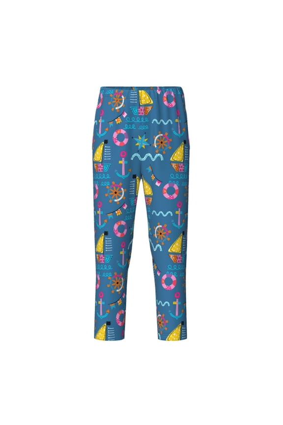 Sailboat With Sailing Print Teenagers' Pajama Pants Long Sleep Pants Soft Elastic Waist Pajama Bottoms Elastic waist with 2 Pockets 5-16 Years-XS(5-6)