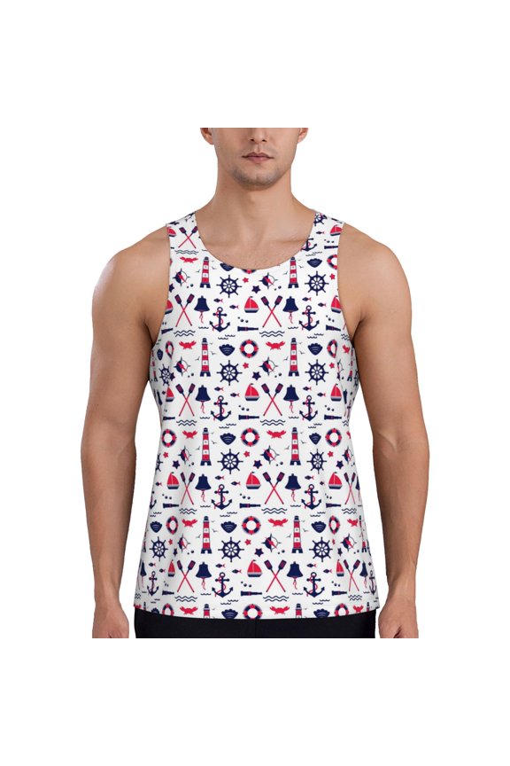 Sailing Marine Travel Men's Tank Top Workout Quick Dry Sleeveless Gym Jogging Muscle Shirts Summer Swim Beach Tops