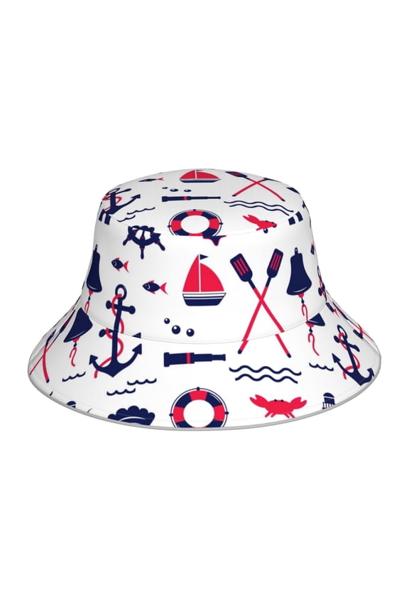 Sailing Marine Travel Print Men and Women Night Reflective Hat Runner Cap Visor Bucket Hat Boonie Cap