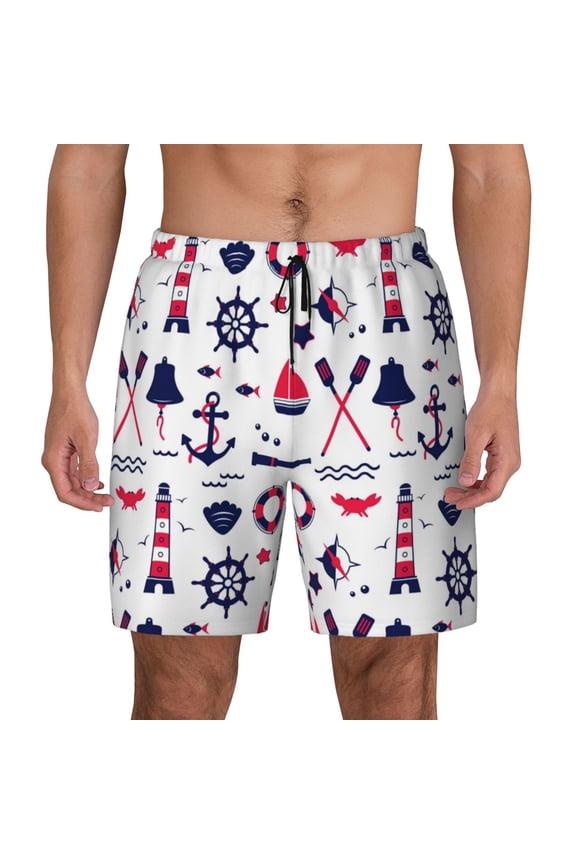 Sailing Marine Travel for Men's Swimming Trunks Swim Trunks Quick Dry Swim Shorts with Mesh Lining Funny Swimwear Bathing Suits
