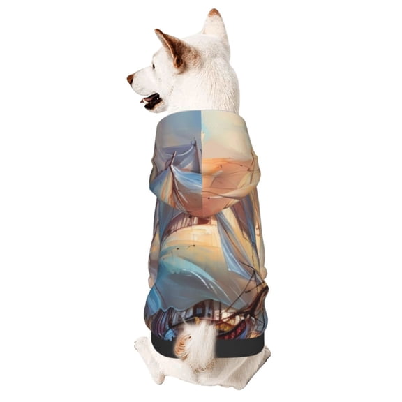 Xecao Sailing Ship Ocean Sunset Pattern Sweatshirts Winter Pet Dog Hoodie Puppy Coat Dog Sweaters Dog Clothes with Hat Dog Clothes Costume Outfit,Small Pets Wear-XX-Large