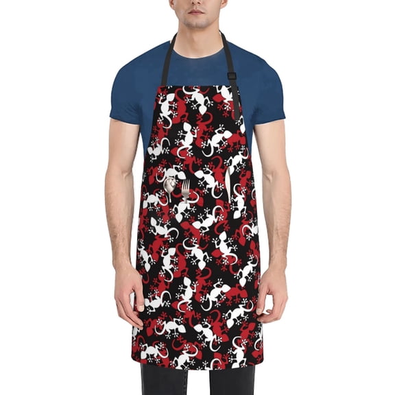 Xecao Salamander Print Kitchen Cooking Aprons, Waterproof Adjustable Bib Aprons with 2 Pockets for Women Men Chef