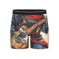 thumbnail image 1 of Xecao Samurai Frog Guitar Print Boxer Briefs for Men's Stretch Moisture-Wicking Underwear, Mid-Rise Classics breathable fabric, 1 of 7