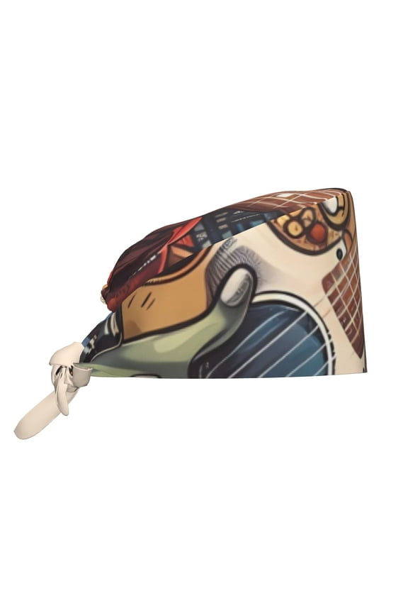Samurai Frog Guitar Print Men Women Adjustable Working Cap with Button Unisex Hats Sweatband