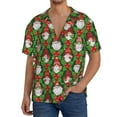 thumbnail image 1 of Xecao Santa Claus And Gnomes Men's Casual Short-sleeved Shirt, a button-up collared shirt with a pocket-Large, 1 of 5