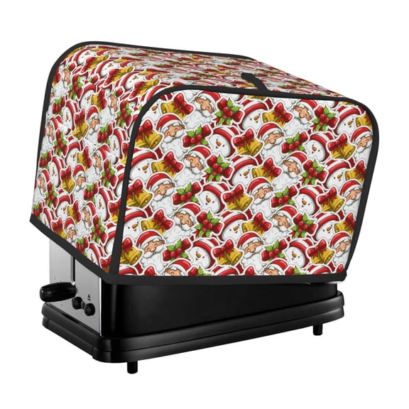 Xecao Santa Claus bells Snowman Print 2 Slice Toaster Cover with Pockets, Small Appliance Cover, Dust and Fingerprint Protection, Machine Washable