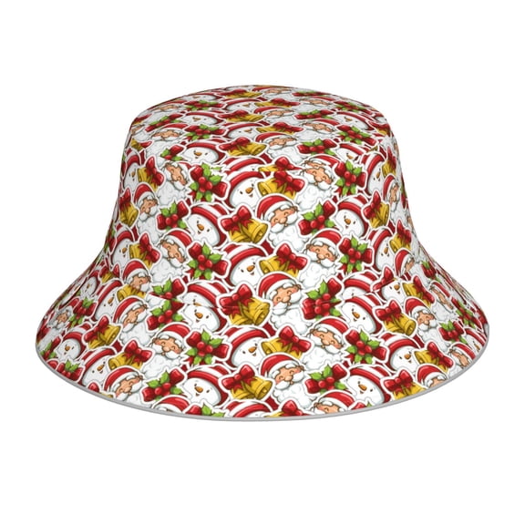 Xecao Santa Claus bells Snowman Print Men and Women Night Reflective Hat Runner Cap Visor Bucket Hat Boonie Cap