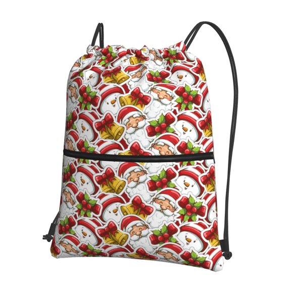 Xecao Santa Claus bells Snowman for Drawstring Bags,Pull String Backpack Bags,String Bag Sackpack