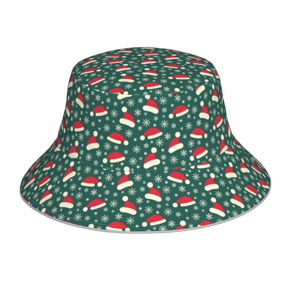 Xecao Santa Hat Joy Green Festive Print Men and Women Night Reflective Hat Runner Cap Visor Bucket Hat Boonie Cap