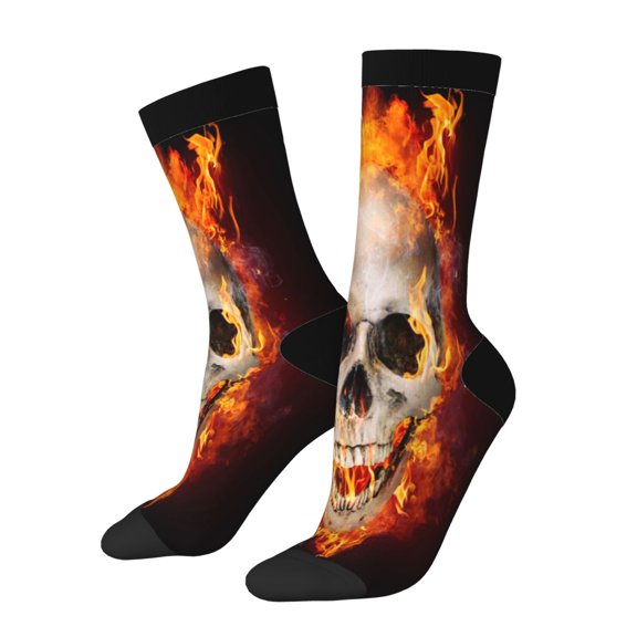 Xecao Satanic Skull Pattern Sport Socks for Women and Men Crew Socks Sporty Calf Socks Casual Socks