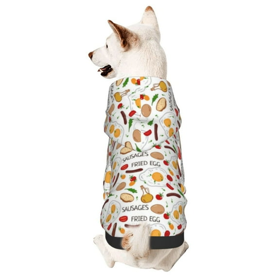 Xecao Sausage Tomato Toast Pattern Sweatshirts Winter Pet Dog Hoodie Puppy Coat Dog Sweaters Dog Clothes with Hat Dog Clothes Costume Outfit,Small Pets Wear-Large
