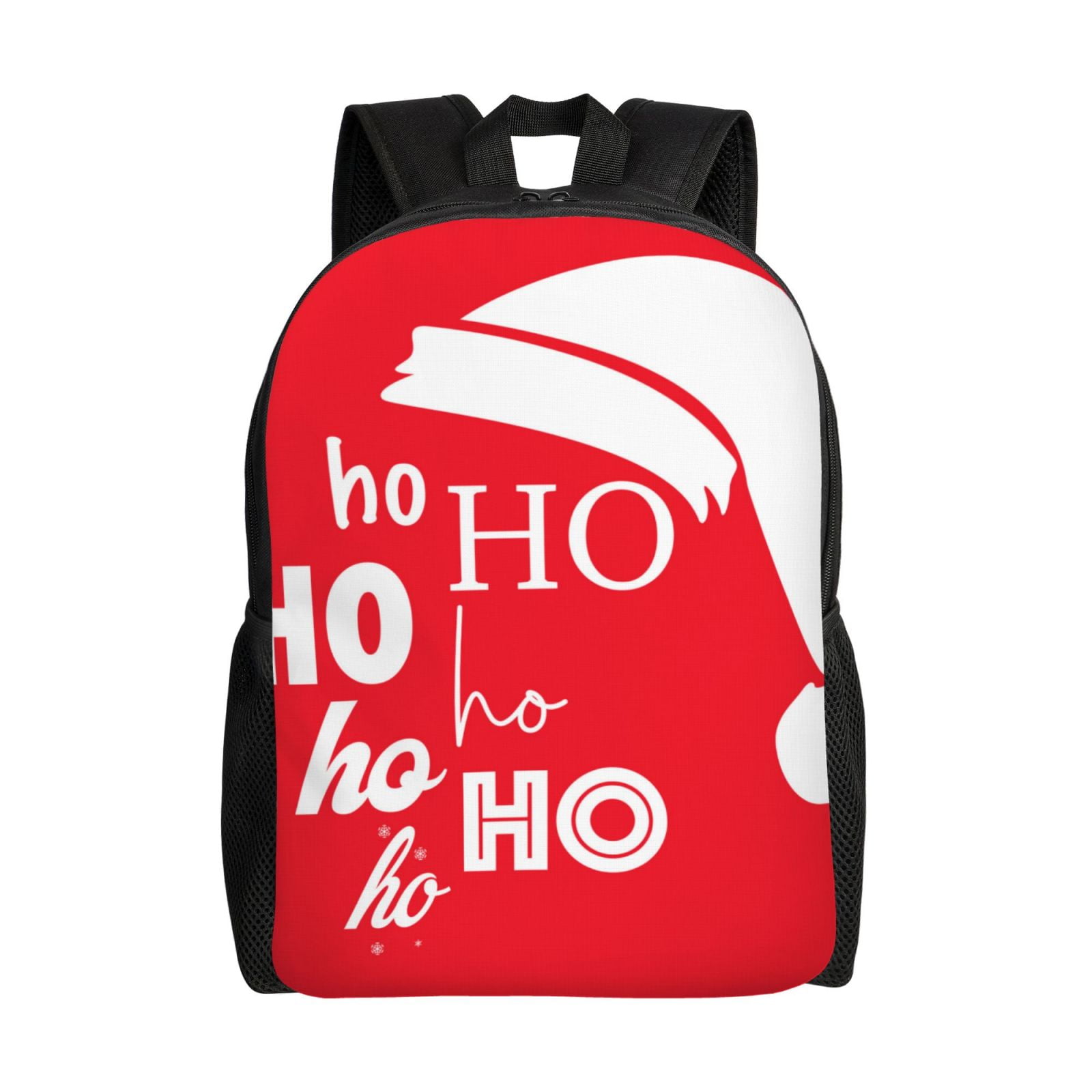 Xecao Saying Ho Ho Ho Print School Backpack with Laptop Compartment Small Travel Laptop Backpack for Women Men Waterproof College Backpack Simple School Bag