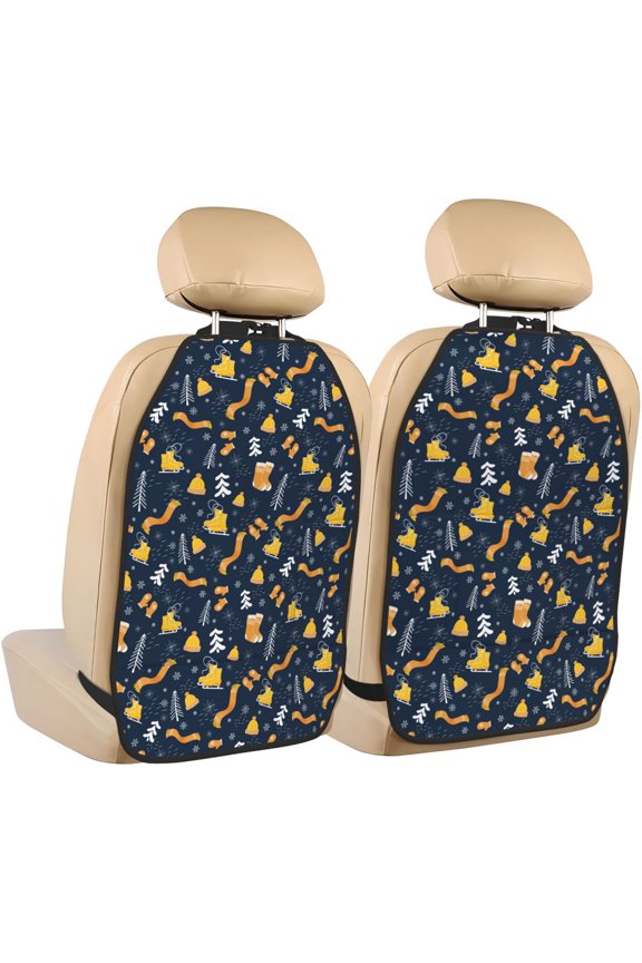 Scarf Ski Shoes sock Pattern Car Seat Back Protector 2 Pack Large Capacity Pocket, Kick Mats Back Seat Protector
