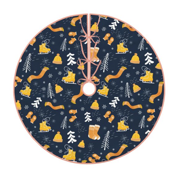 Xecao Scarf Ski Shoes sock Pattern Christmas Tree Skirt Round Xmas Tree Mat Base Cover for Holiday Home Decorations-48"