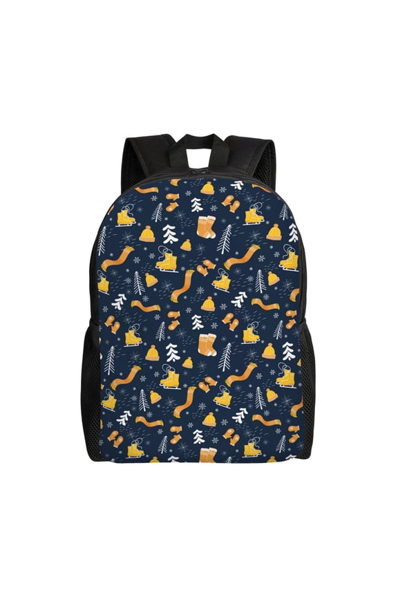 Scarf Ski Shoes sock Print School Backpack with Laptop Compartment Small Travel Laptop Backpack for Women Men Waterproof College Backpack Simple School Bag