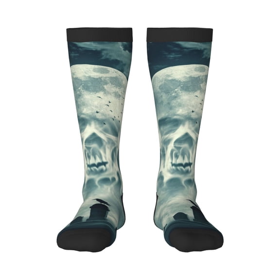 Xecao Scary Moon And Clouds Print Compression Socks for Both Men And Women for Running, Travel, Flight, Nurse