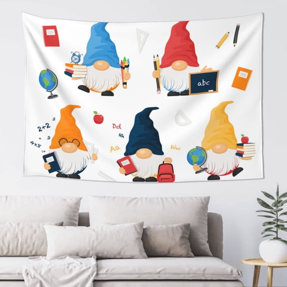 Xecao School Cute Gnomes Print Tapestry, Wall Hanging Room Funny Decor, Backdrop Room Decor for Bedroom Living Room dormitory