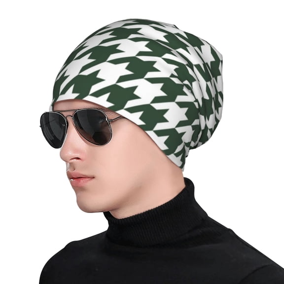 Xecao Scottish Checkered Print Beanie Knitted Hat for Men Women, Winter Fashion Knit Cuffed Caps Unisex