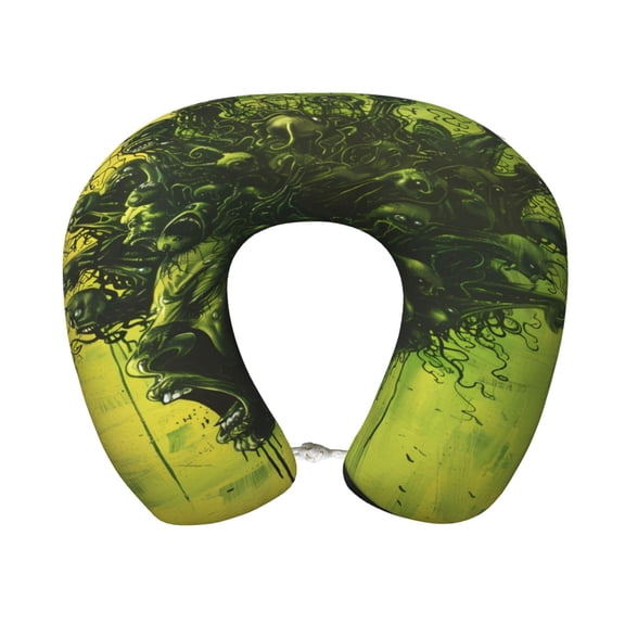 Xecao Screaming Horror Art Print Memory Foam Cervical Neck Pillow Versatile U-Shaped Pillows for Home,Office,Camping,Travelling,Soft Washable Cover