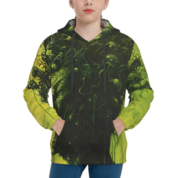 Xecao Screaming Horror Art Print Youth Hoodie Sweatshirt,Boys Hoodies,Essentials Hoodie-Medium