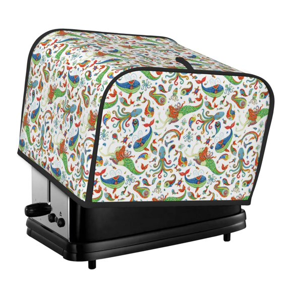 Xecao Sea Animals 1 Print 4 Slice Toaster Cover with Pockets, Small Appliance Cover, Dust and Fingerprint Protection, Machine Washable