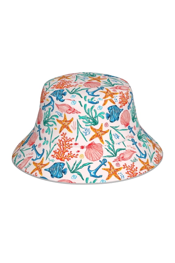 Sea Creatures Print Men and Women Night Reflective Hat Runner Cap Visor Bucket Hat Boonie Cap