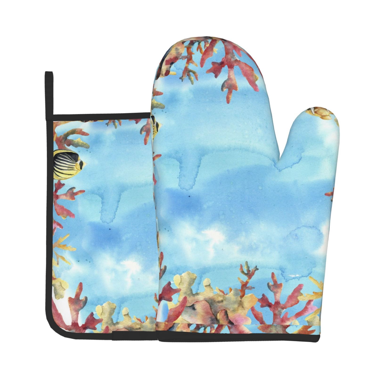 Xecao Sea and Fish Pattern Oven Mitts and Pot Holders Sets Heat ...