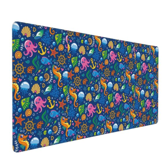 Xecao Sea Fish Print Large Mouse Pad, 16x35.5in Mousepad, Professional Non-Slip Rubber Base Big Mouse Pad, Mouse Pad for Gaming & Office Full Desk Mouse Pad