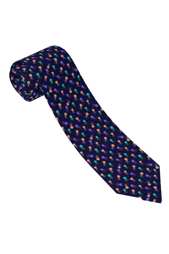 Sea Jellyfish Print Tie For Men Necktie Woven Jacquard Neck Ties,Classic Men's Tie