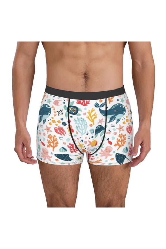 Sea Life 1 Print Men's Underwear Boxer Briefs Pack - Your ComfortSoft, Moisture-Wicking, and Breathable Choice for Men's Underwear-X-Large