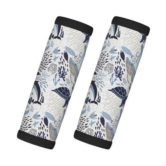 Xecao Sea Life Elements Print 2 Pack Luggage Handles Wrap Grips Identifiers Bright Luggage Markers, Unique Travel Essentials,Bright Luggage Markers