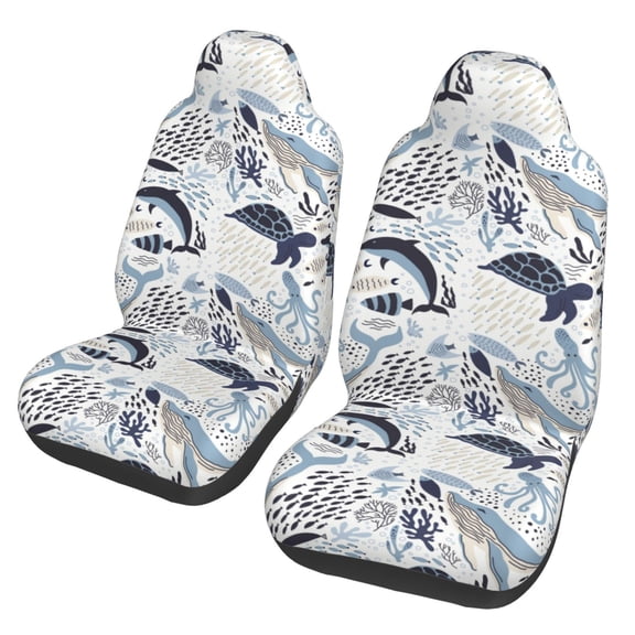 Xecao Sea Life Elements Print Car Seat Cover in That Fits Most Cars, Vans, SUVs, and Trucks.