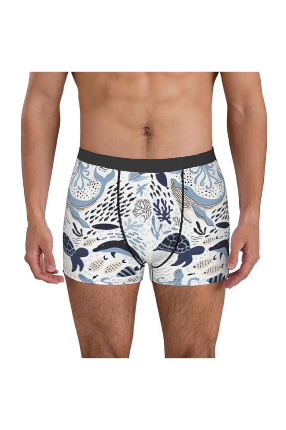 Sea Life Elements Print Men's Underwear Boxer Briefs Pack - Your ComfortSoft, Moisture-Wicking, and Breathable Choice for Men's Underwear-Large