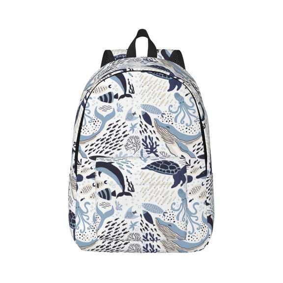 Xecao Sea Life Elements for Canvas College Laptop Backpack, Durable Rucksack Travel Notebook Bag School Backpack Book Bag for Men Women
