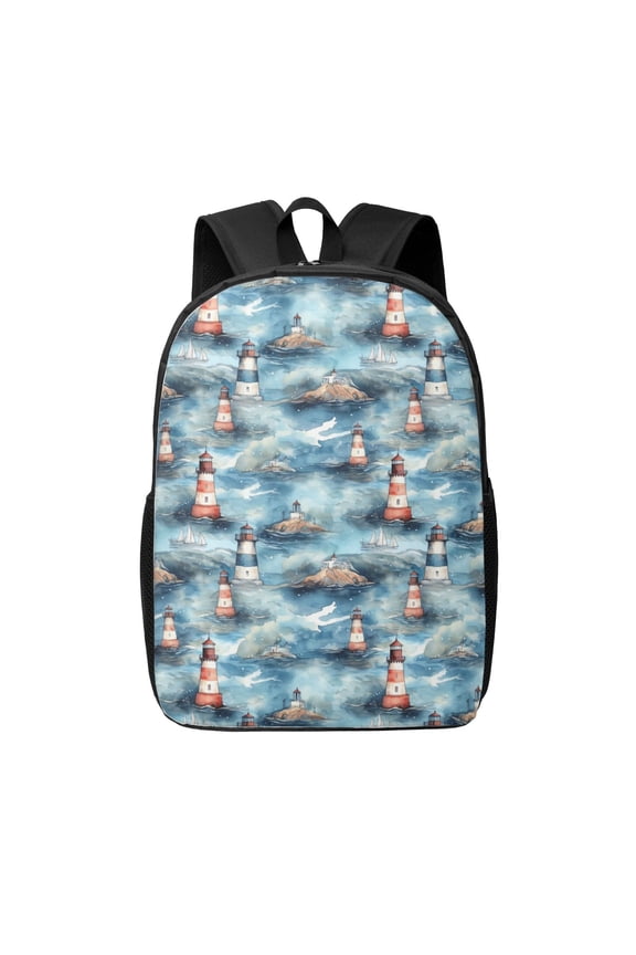 Sea Marine And Lighthouse print Travel Backpack, Large Computer Backpack for Men Women, College School Rucksack Book Bag