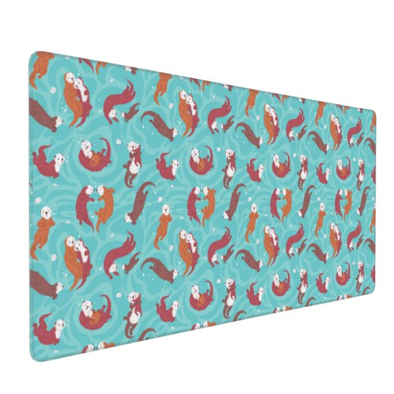 Xecao Sea Otters Family In Blue Water Print Large Mouse Pad, 16x35.5in Mousepad, Professional Non-Slip Rubber Base Big Mouse Pad, Mouse Pad for Gaming & Office Full Desk Mouse Pad