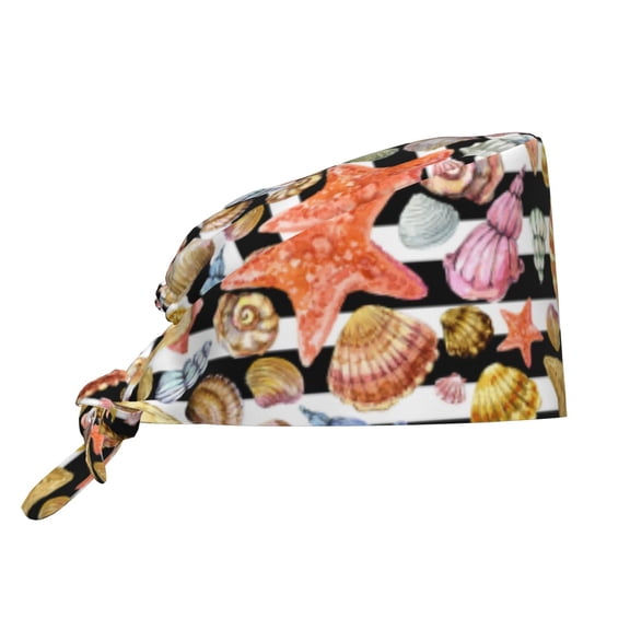 Xecao Sea Shell Print Men Women Adjustable Working Cap with Button Unisex Hats Sweatband