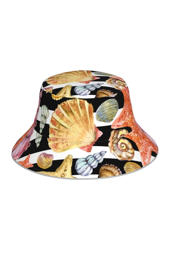 Sea Shell Print Men and Women Night Reflective Hat Runner Cap Visor Bucket Hat Boonie Cap